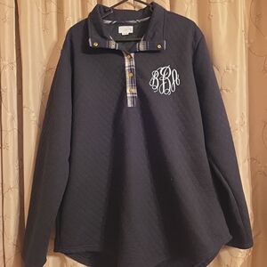 Elegant Black Quilted Pullover With BBA Monigram
